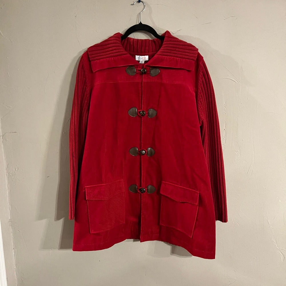 Elegant Red Toggle Cape Jacket